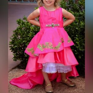 Elegant Fuchsia Layered Kids Dress - 4T